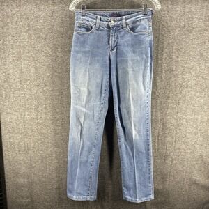 NYDJ Jeans Womens 2 Blue Lift Tuck Stretch Straight High Rise Outdoor‎ Paisley